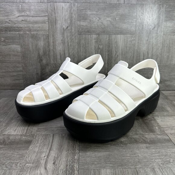 CROCS Stomp Fisherman Women's size 11 Ivory Platform Sandals - Picture 3 of 8
